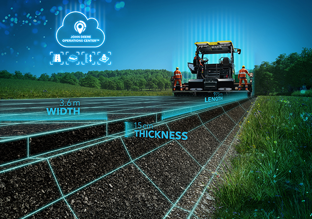 Wirtgen Group Performance Tracker uses basic paving data to calculate the amount of material already laid.